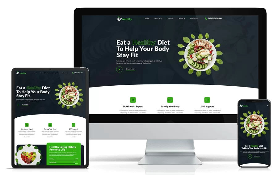 Web Design & Development (V1) 3 Concept website design shown across desktop and mobile