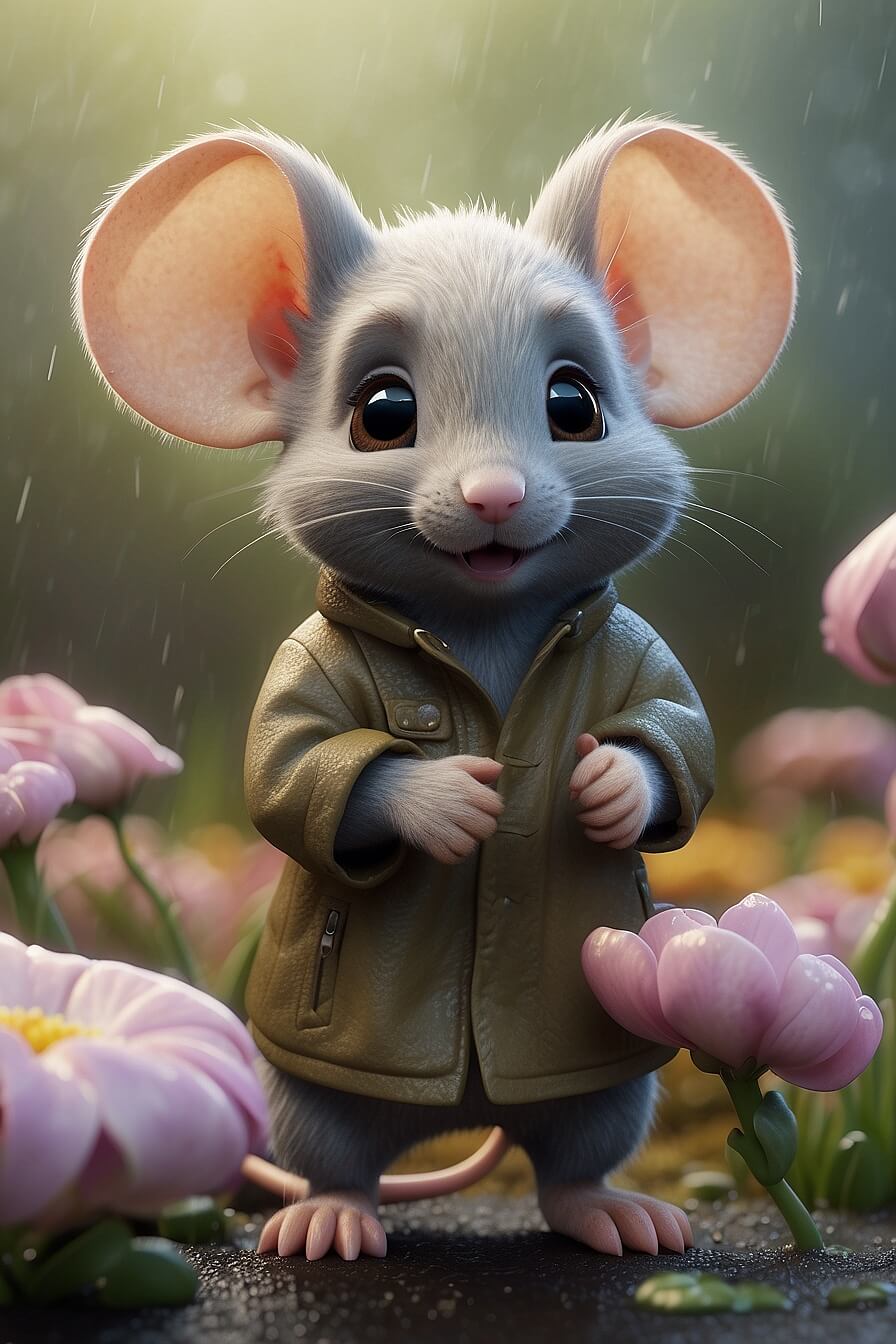 Cute Little Mouse Standing Animated