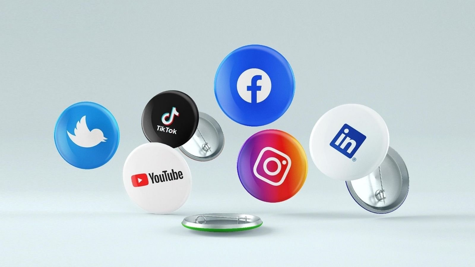 The Social Media Agency in Los Angeles Behind Fast-Growing Brands 4 Social media platform badges floating including TikTok YouTube Instagram Facebook LinkedIn