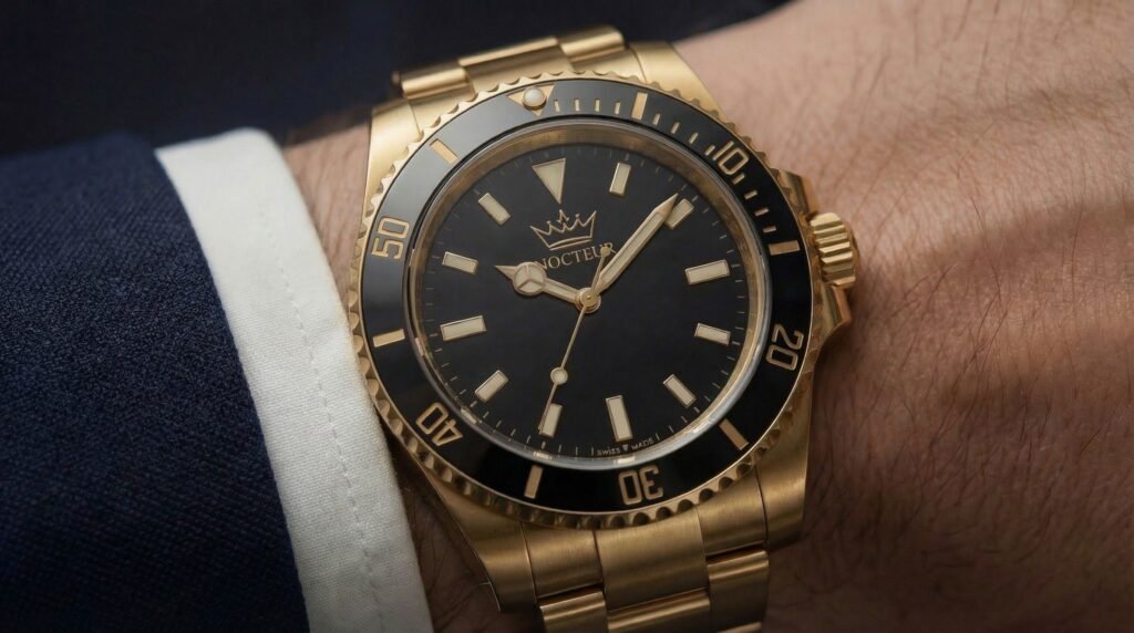 AI in Luxury Brand Marketing Campaigns Is Quietly Becoming the New Standard, and Brands That Wait Will Lose VIP Buyers 6 Gold wristwatch worn with formal suit close-up view