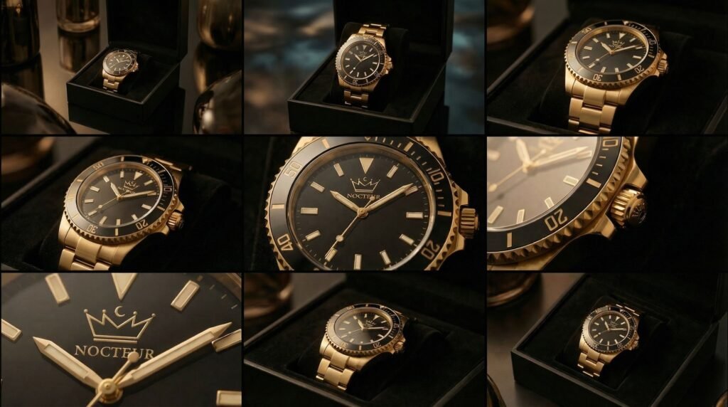 AI in Luxury Brand Marketing Campaigns Is Quietly Becoming the New Standard, and Brands That Wait Will Lose VIP Buyers 2 Collage of luxury gold watches in presentation boxes
