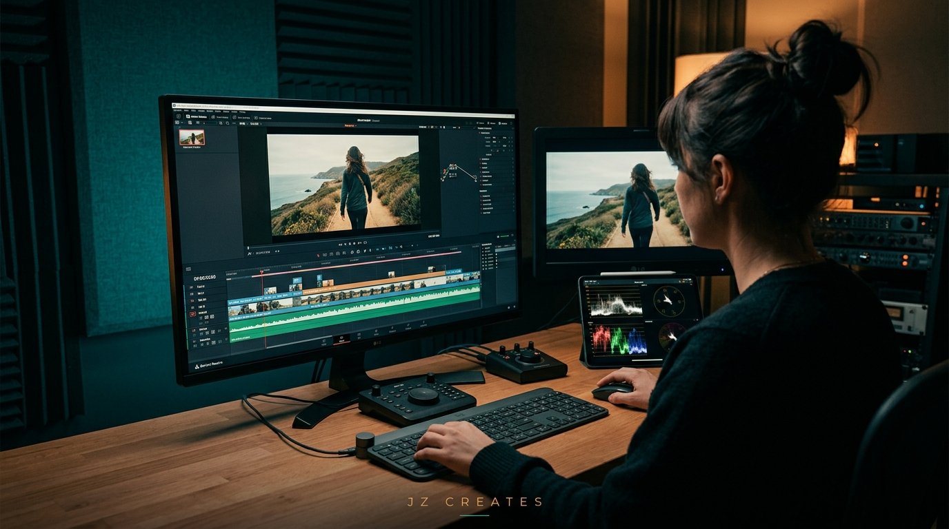 AI Video Production in 2026: A Creative Agency Playbook 2 A small creative team finishing an AI generated brand video on a color grading monitor