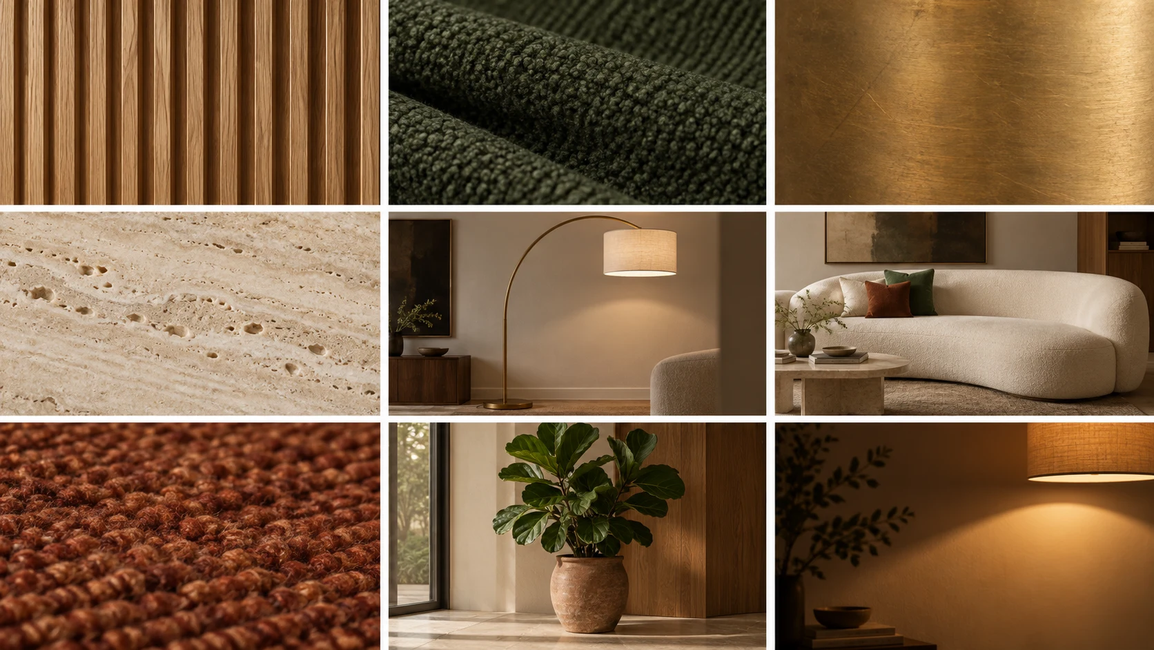 GPT Image 2.5 use cases: nine tile interior design moodboard