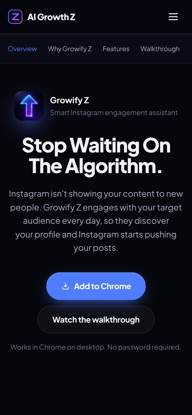Growify Z landing page on a phone