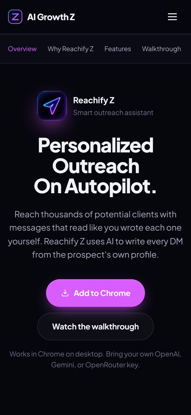 Reachify Z landing page on a phone