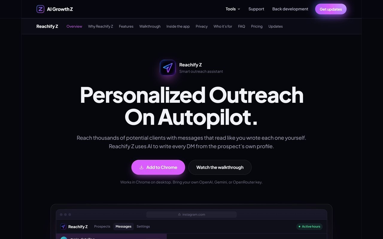 Reachify Z landing page hero