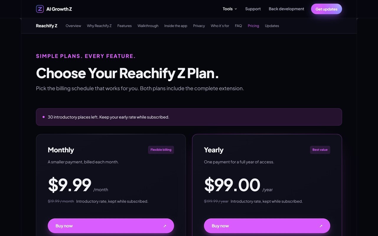 Reachify Z pricing plans