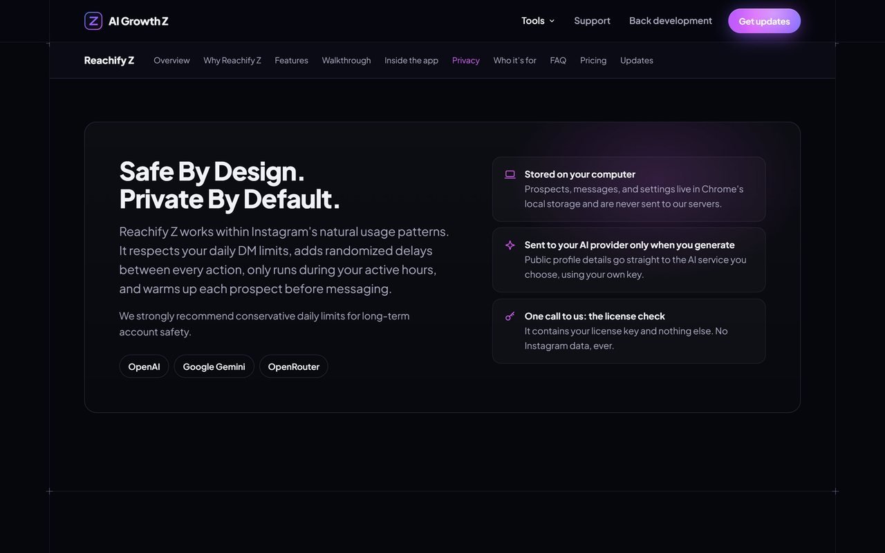 Reachify Z privacy and safety